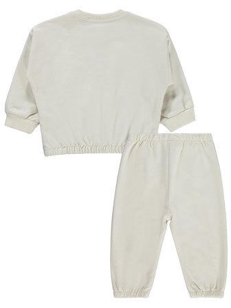 Civil Baby Kız Bebek Düz Basic Kalpli 6-18 Ay Takım - Bej