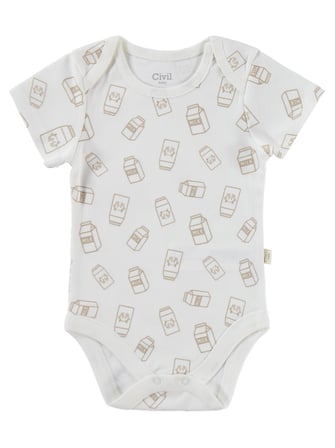 Civil Baby Milk Baskılı 2'li Set 3-18 Ay Çıtçıtlı Badi - Ekru