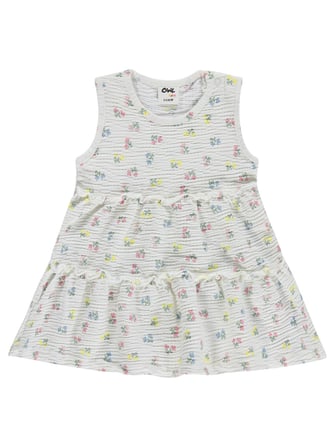 Civil Baby Çiçek Empirme 6-18 Ay Elbise - Ekru