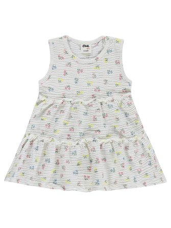 Civil Baby Çiçek Empirme 6-18 Ay Elbise - Ekru