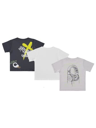 Civil Boys Kulaklık Baskılı 3'lü Set 2-5 Yaş Tişört - Standart