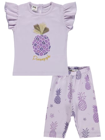 Civil Baby Ananas Baskılı 6-18 Ay Takım - Lila 6-9 Ay