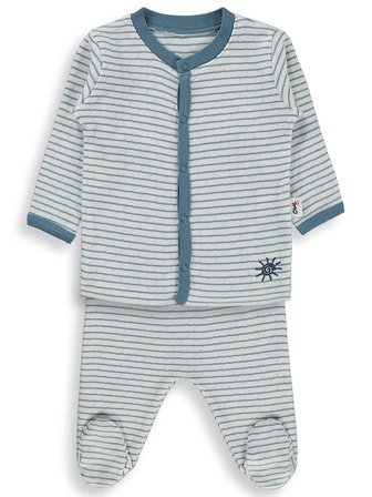 Civil Baby Çizgili 1-9 Ay Pijama Takımı - Ekru