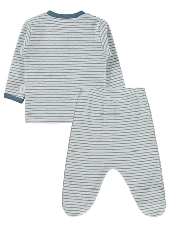 Civil Baby Çizgili 1-9 Ay Pijama Takımı - Ekru