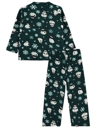 Civil Erkek Çocuk Kardan Adam Baskılı Pijama Takımı | Polar Uzun Kol | Okul Kreş ve Günlük Kullanım - Yeşil