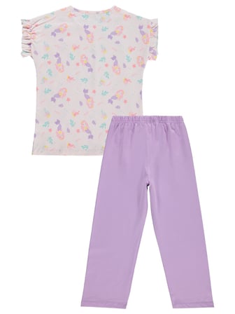 Civil Girls Deniz kızı Desenli 6-9 Yaş Pijama Takımı - Uçuk Pembe-Lila