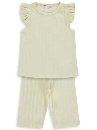 Civil Girls Kaprili 2-5 Yaş Pijama Takımı - Sarı
