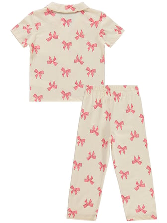 Civil Girls Fiyonk Desenli 2-5 Yaş Pijama Takımı - Fil Dişi