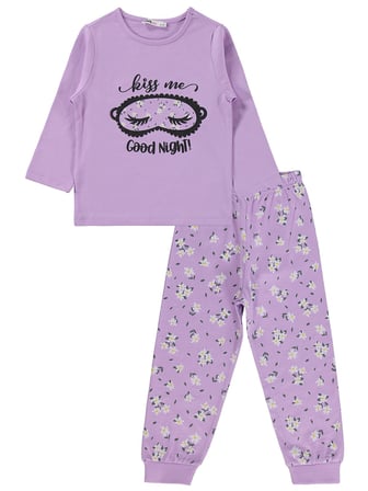 Civil Girls Çiçek Desenli 2-5 Yaş Pijama Takımı - Lila