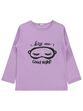 Civil Girls Çiçek Desenli 6-9 Yaş Pijama Takımı - Lila