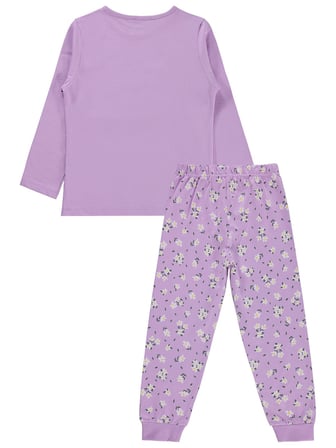 Civil Girls Çiçek Desenli 6-9 Yaş Pijama Takımı - Lila