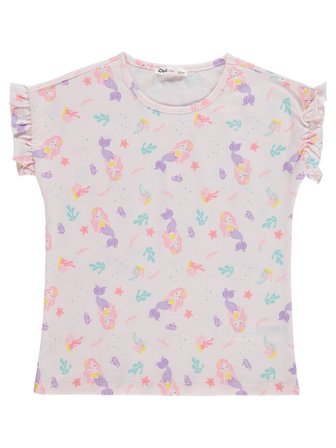 Civil Girls Deniz kızı Desenli 6-9 Yaş Pijama Takımı - Uçuk Pembe-Lila
