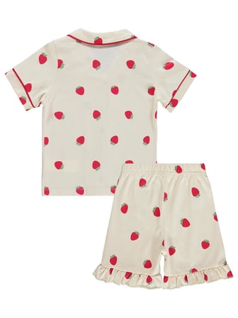Civil Girls Çilek Desenli Şortlu 2-5 Yaş Pijama Takımı - Fil Dişi
