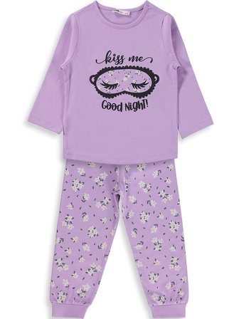Civil Girls Çiçek Desenli 2-5 Yaş Pijama Takımı - Lila