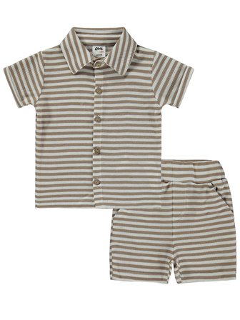 Civil Baby Çizgili 6-18 Ay Takım - Kahverengi
