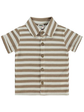 Civil Baby Çizgili 6-18 Ay Gömlek - Kahverengi
