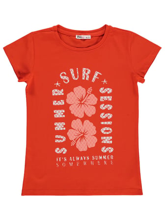 Civil Girls Summer Surf Sessions Baskılı 10-13 Yaş Tişört  - Turuncu