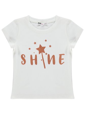 Civil Girls Shine Baskılı 2-5 Yaş Tişört  - Kırık Beyaz