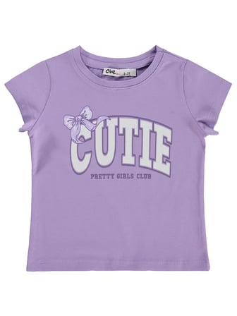 Civil Girls Cutıe Baskılı 2-5 Yaş Tişört  - Lila