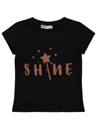 Civil Girls Shine Baskılı 2-5 Yaş Tişört  - Siyah
