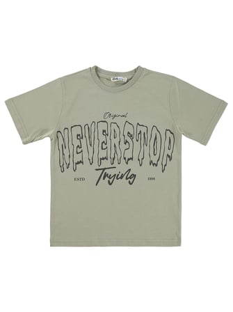 Civil Boys Never Stop Baskılı 10-13 Yaş Tişört - Gri