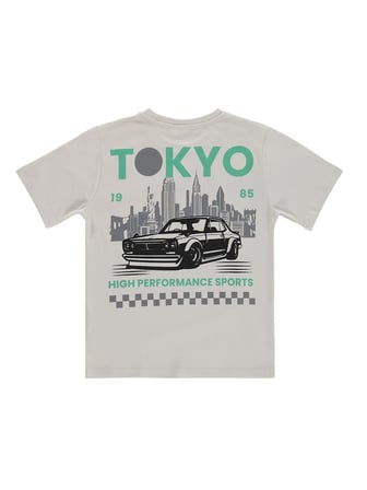 Civil Boys Tokyo Baskılı 6-9 Yaş Tişört - Koyu Taş Rengi