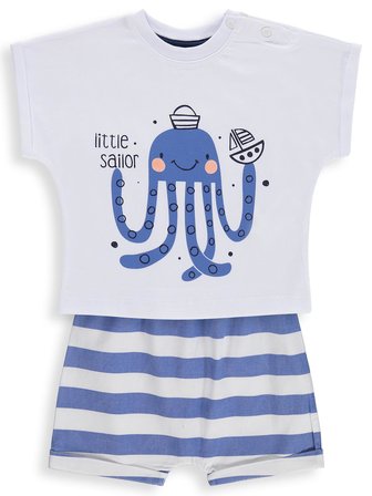 Civil Baby Ahtapot Baskılı 6-18 Ay Takım - Beyaz