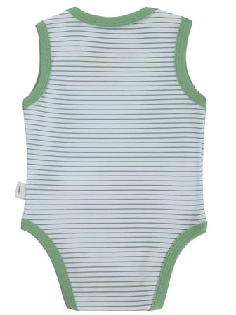 Civil Baby Çizgili 3-36 Ay Çıtçıtlı Badi - Haki