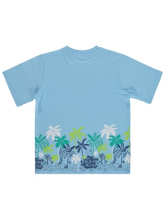 Civil Boys Hawaii palmiye baskılı 10-13 Yaş Tişört - Mavi