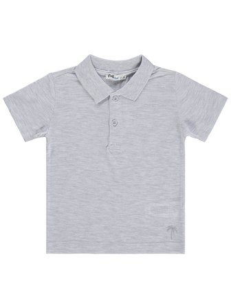 Civil Boys Erkek Çocuk Palmiye Nakışlı Polo Yaka 2-5 Yaş Tişört - Gri