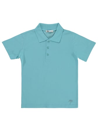 Civil Boys Erkek Çocuk Palmiye Nakışlı Polo Yaka 6-9 Yaş Tişört - Yeşil