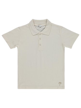 Civil Boys Erkek Çocuk Palmiye Nakışlı Polo Yaka 6-9 Yaş Tişört - Bej
