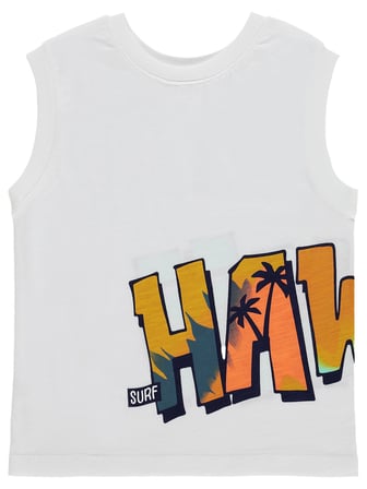 Civil Boys Hawaii Basklı 2-5 Yaş Tişört - Kırık Beyaz