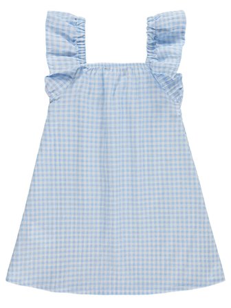 Civil Girls Ekose Desenli 2-5 Yaş Elbise - Mavi