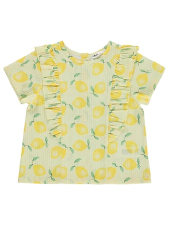 Civil Girls Limon Desenli 6-9 Yaş Gömlek - Sarı
