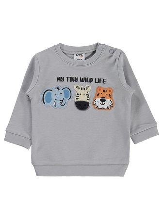 Civil Baby Hayvan Nakışlı 3-18 Ay Sweatshirt - Gri