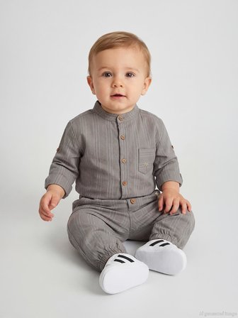 Civil Baby Çizgili 6-18 Ay Gömlek - Kahverengi