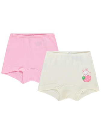 Civil Girls Çilek Ribana 2-10 Yaş Kız Çocuk 2'li Boxer - Standart