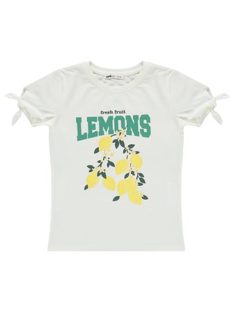 Civil Girls Limon Baskılı 6-9 Yaş Takım - Kırık Beyaz-Sarı