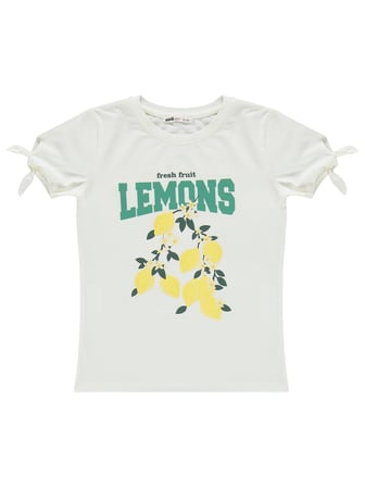 Civil Girls Limon Baskılı 6-9 Yaş Takım - Kırık Beyaz-Sarı