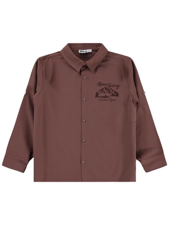 Civil Boys Alpine Baskılı Tişörtlü 10-13 Yaş Gömlek - Kahverengi