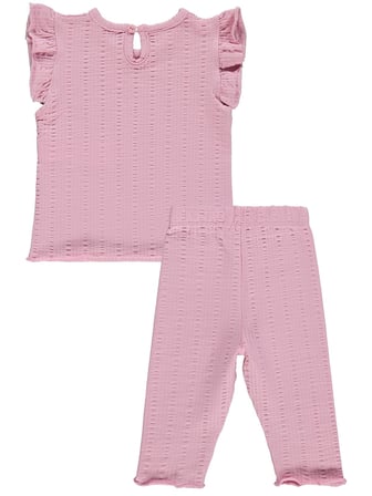 Civil Baby Çizgi Raporlu Papatya Düğmeli 6-18 Ay Takım - Pembe