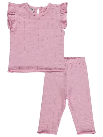 Civil Baby Çizgi Raporlu Papatya Düğmeli 6-18 Ay Takım - Pembe