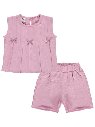 Civil Baby Kurdelalı Şortlu 6-18 Ay Takım - Pembe