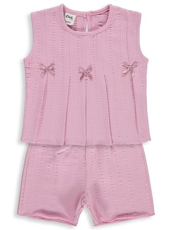 Civil Baby Kurdelalı Şortlu 6-18 Ay Takım - Pembe