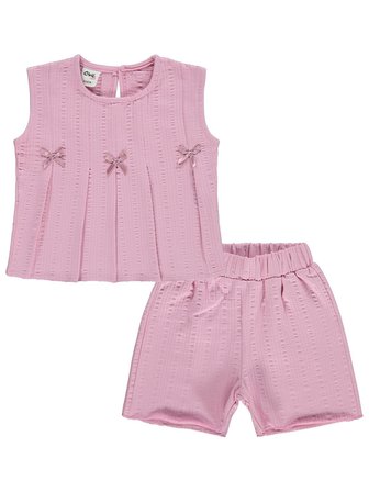 Civil Baby Kurdelalı Şortlu 6-18 Ay Takım - Pembe