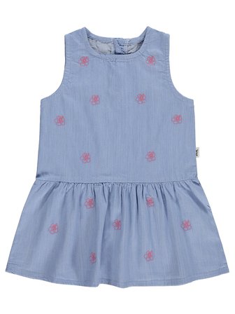 Civil Baby Çiçek Nakışlı 6-18 Ay Elbise - Mavi