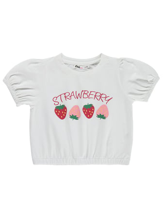 Civil Girls Strawberry 2-5 Yaş Tişört - Kırık Beyaz