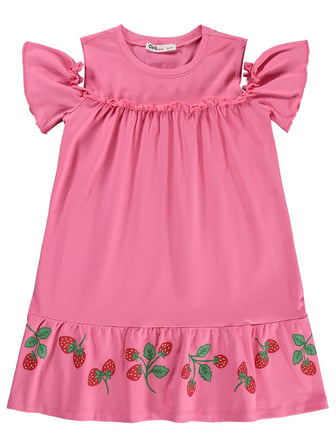 Civil Girls Çilek Desenli 6-9 Yaş Elbise - Pembe
