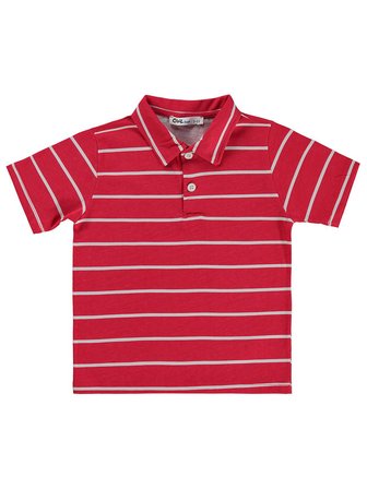 Civil Boys Çizgli Polo Yaka 2-5 Yaş Tişört - Kırmızı